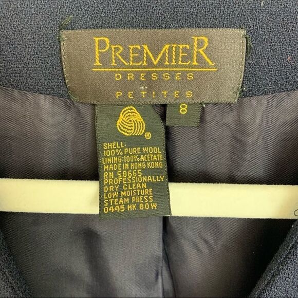 Vintage Premier 80's Wool Wrap Dress w/ Belt S17 - Picture 4 of 8